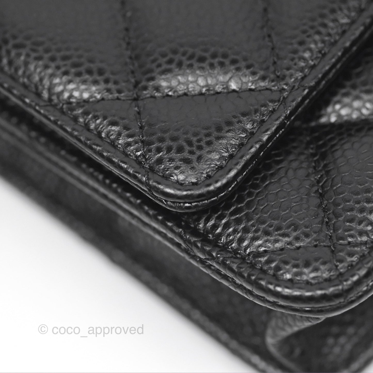 Chanel Classic Wallet On Chain WOC Quilted Black Caviar Silver Hardware