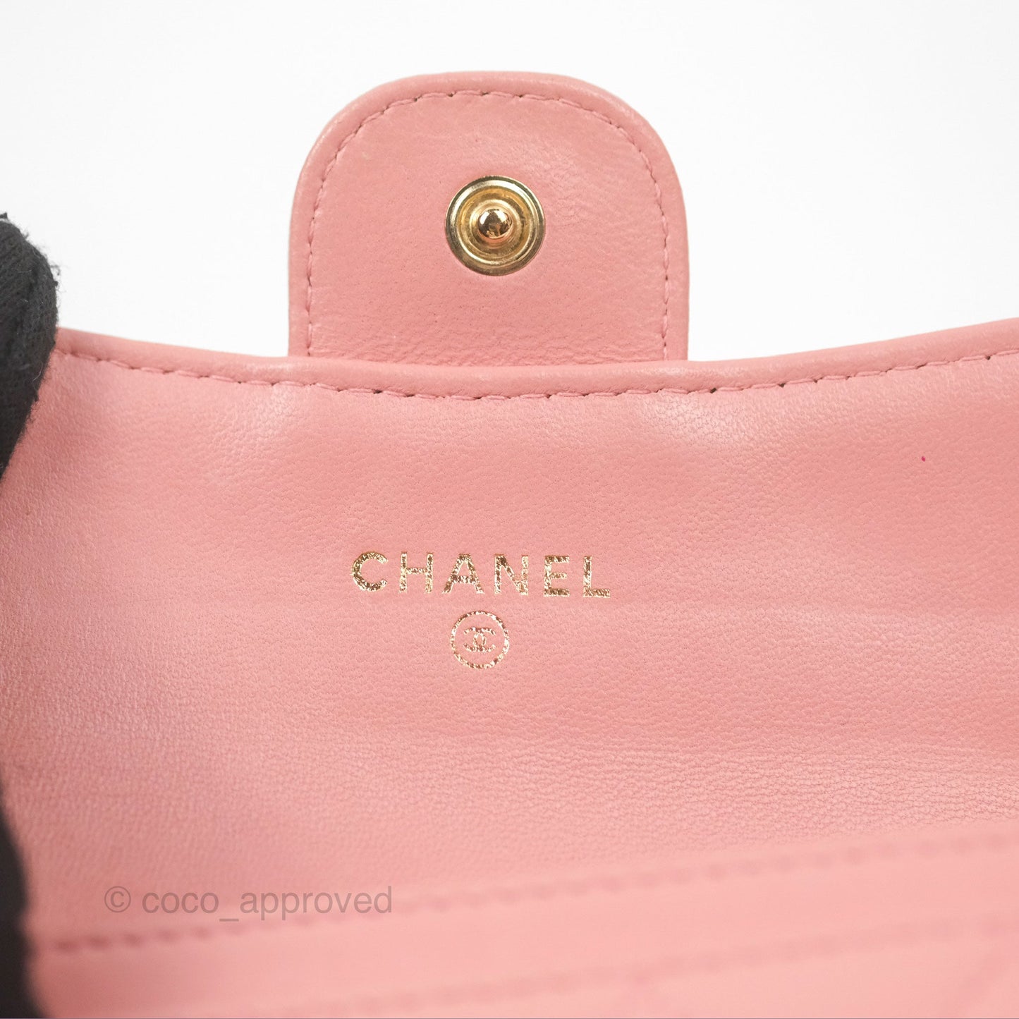 Chanel Quilted Flap Card Holder Pink Lambskin Gold Hardware