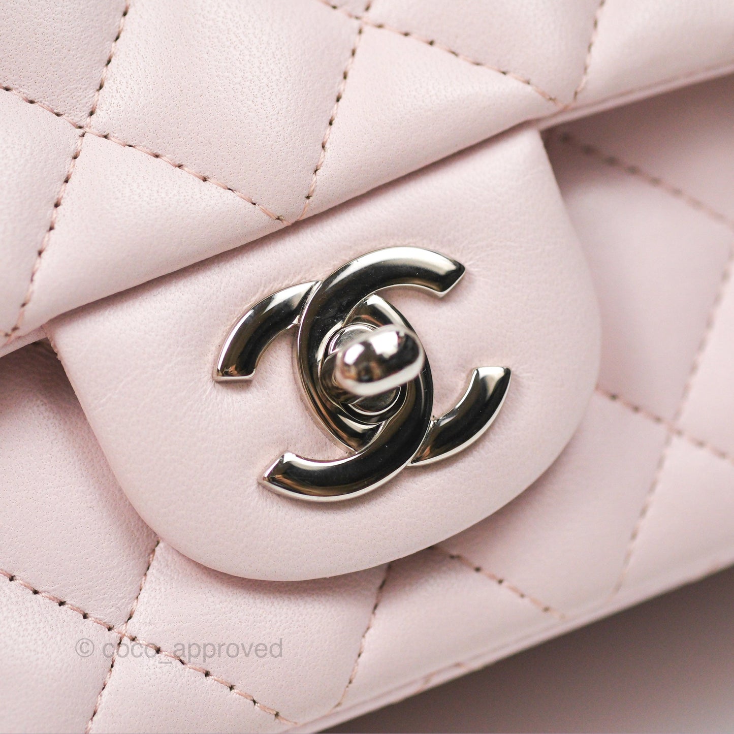 Chanel Quilted Mini Rectangular Light Pink Lambskin Silver Hardware