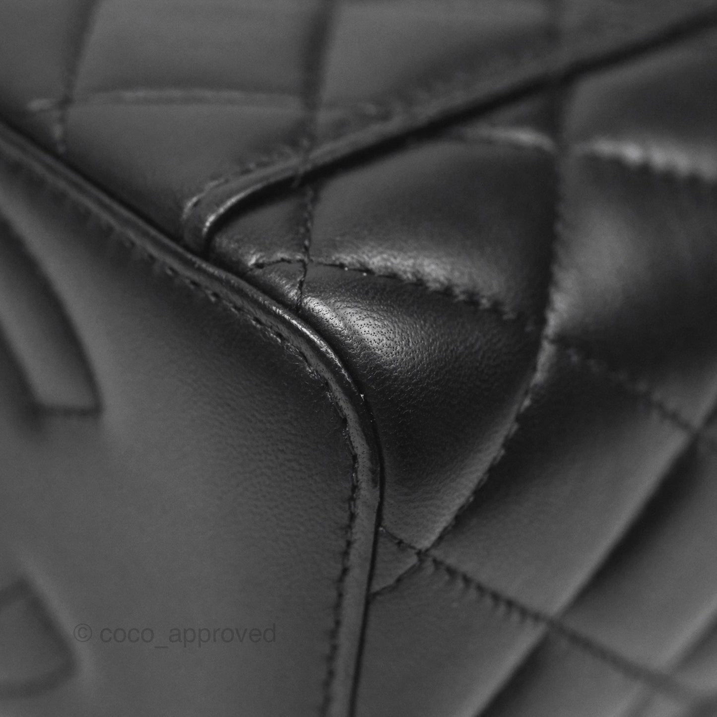 Chanel Quilted Vanity Rectangular with Camellia Adjustable Chain Black Lambskin 23S