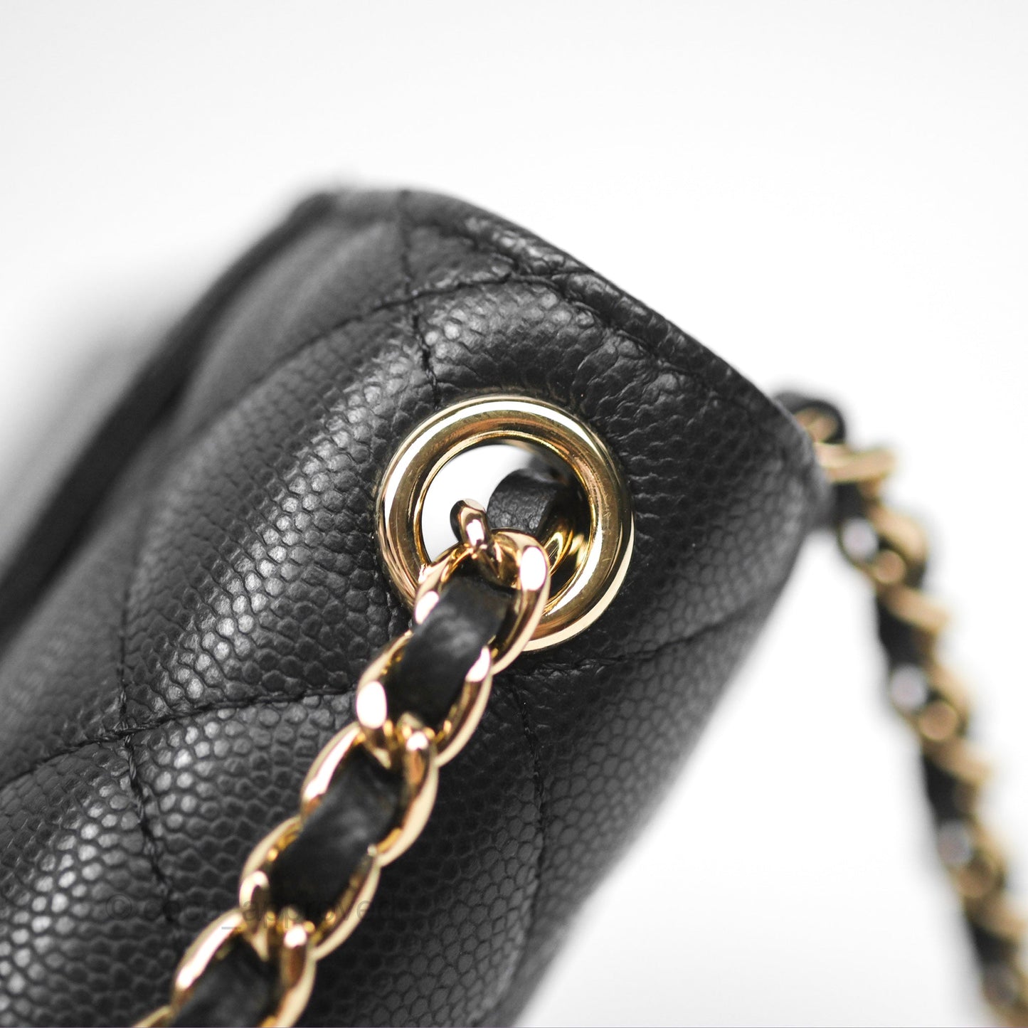 Chanel Classic Quilted Phone Holder Black Caviar Gold Hardware
