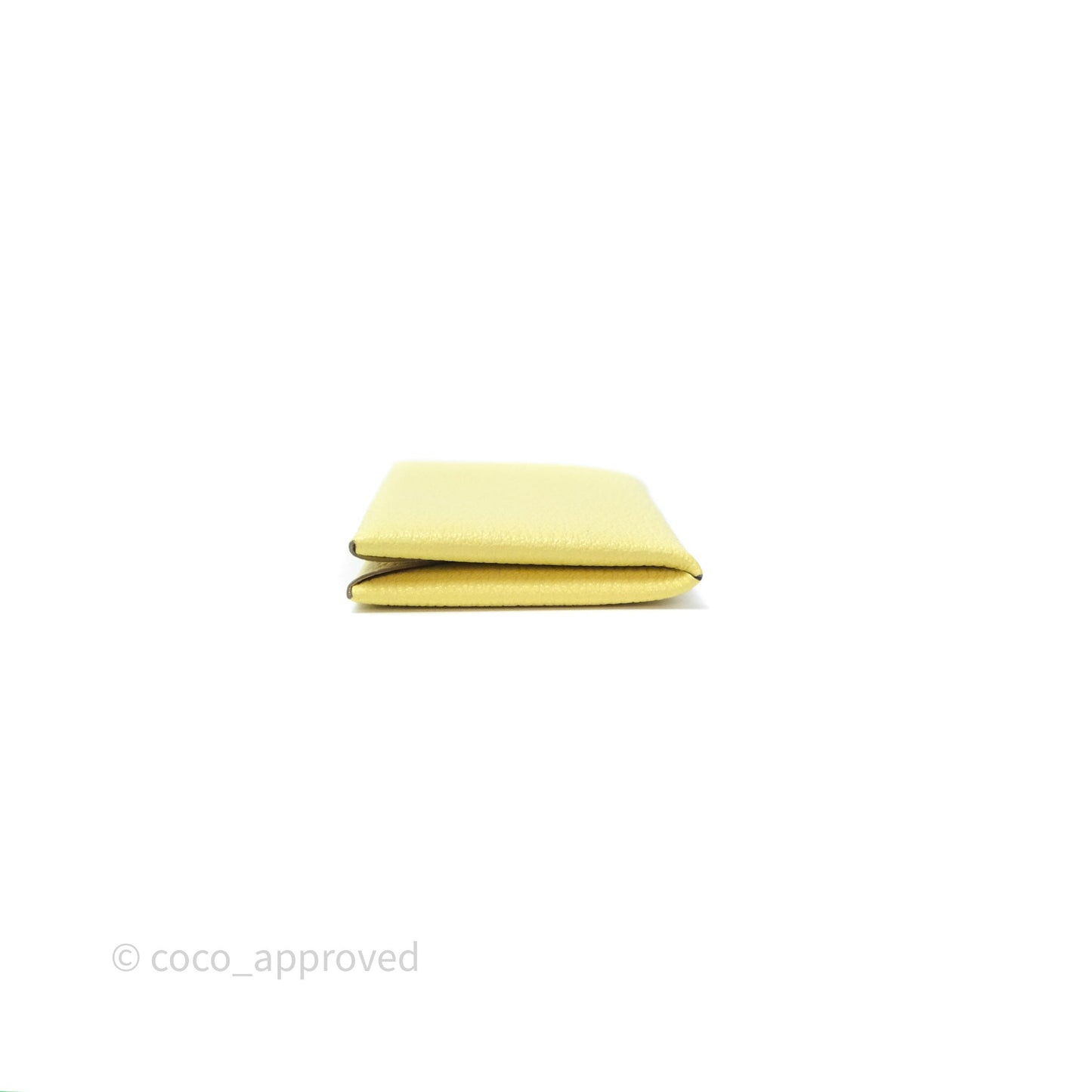 Hermès Calvi Card Holder Limoncello Chèvre Mysore Palladium Hardware