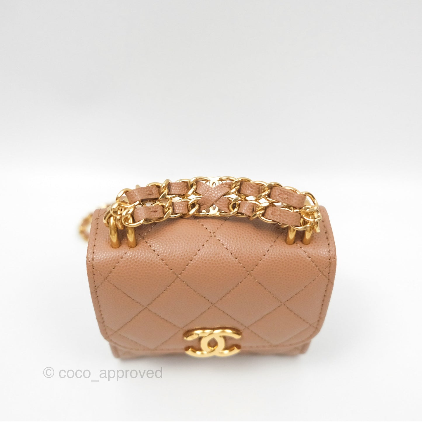 Chanel CC Chain Clutch with Chain Beige Caviar Gold Hardware