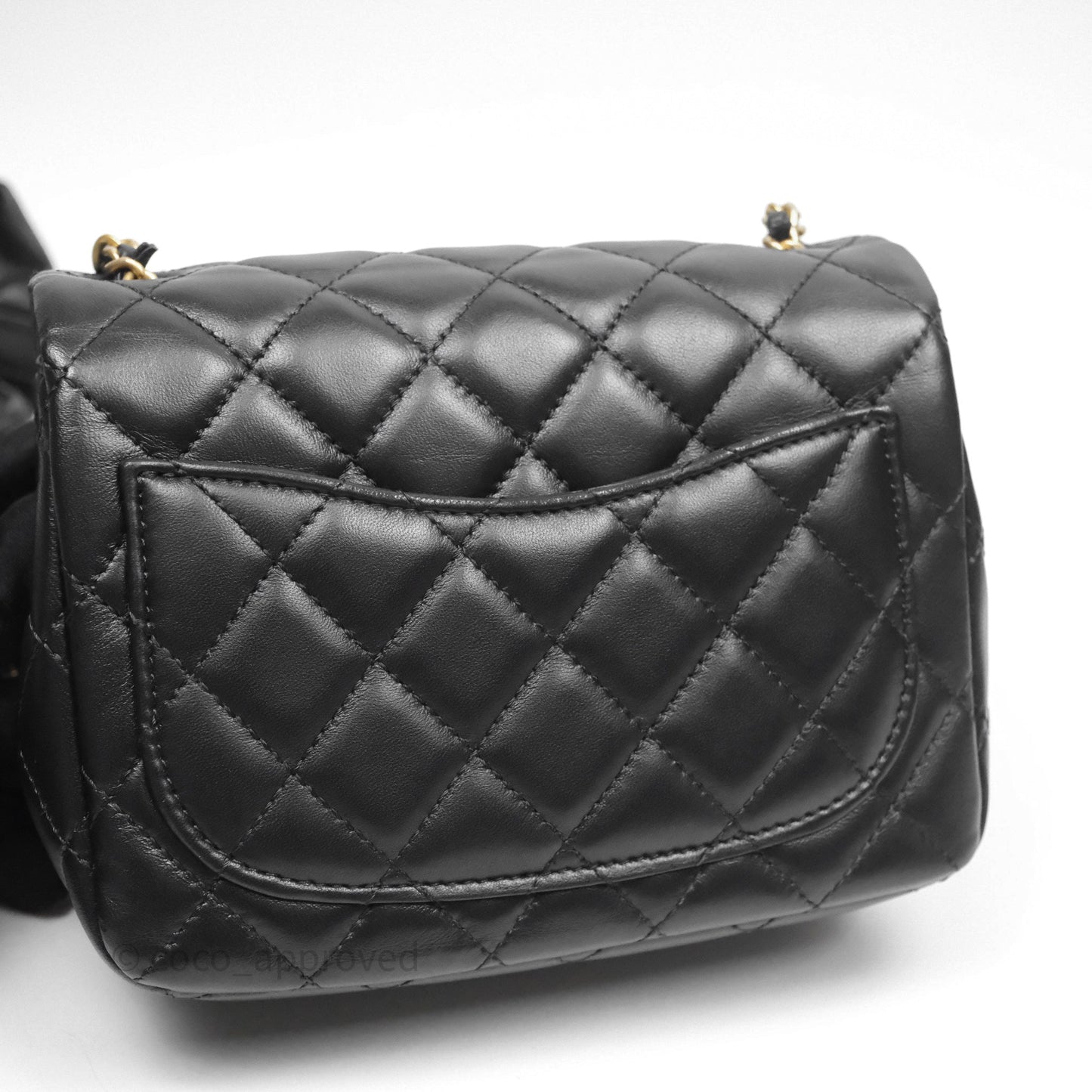 Chanel Romance Mini Square Flap Black Lambskin Aged Gold Hardware