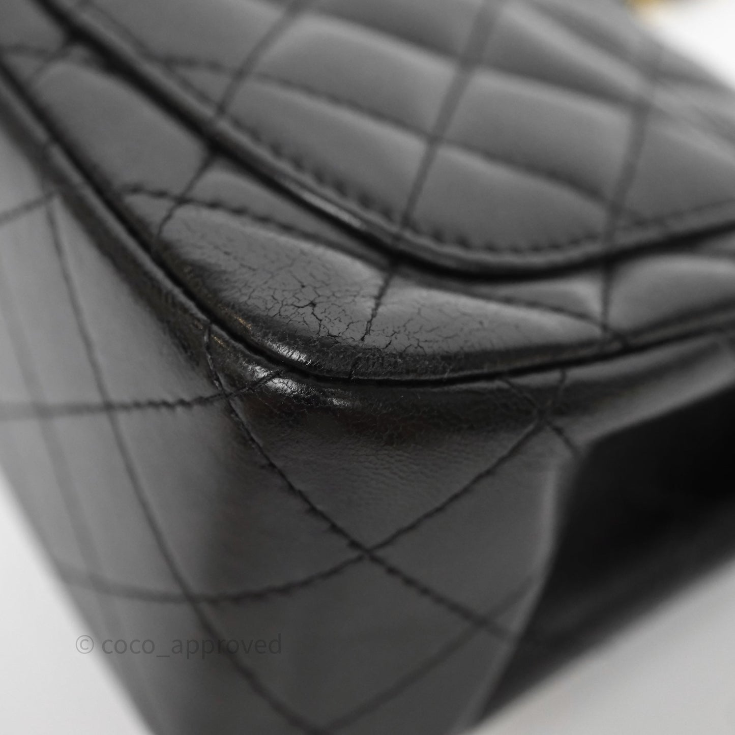 Chanel Mini Square Quilted Black Lambskin Gold Hardware
