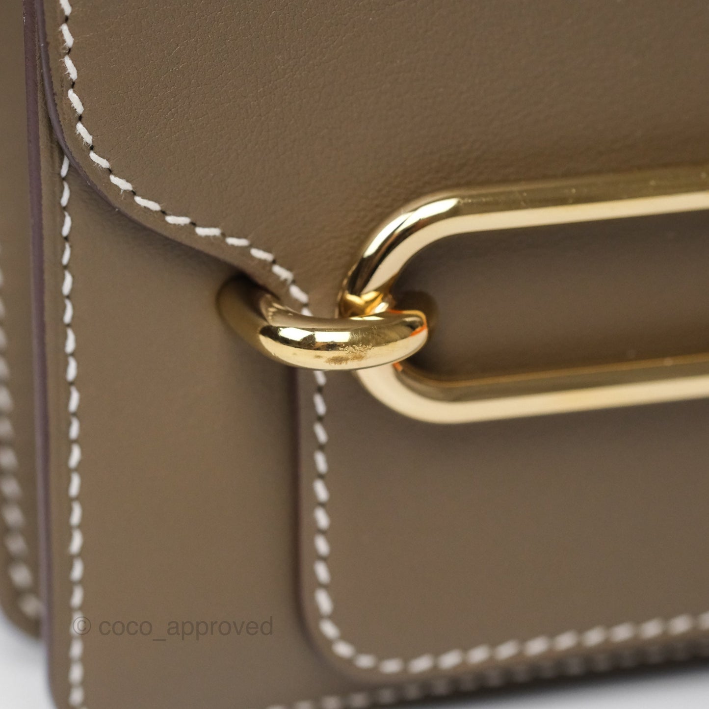 Hermès Roulis Mini 18 Etoupe 18 Swift Gold Hardware