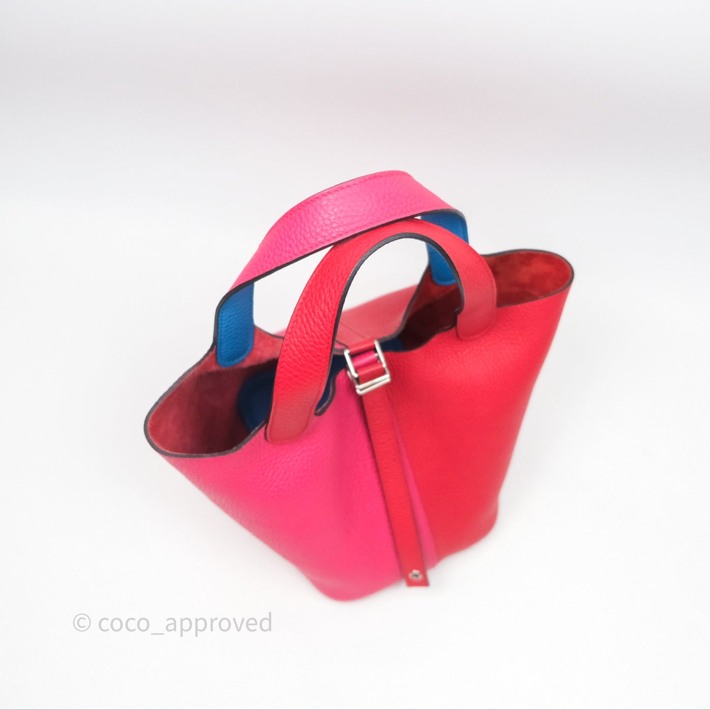 Hermès Picotin 18 Rouge de Coeur S3/ Rose Extrême I6/ Bleu Zanzibar B3 Clemence Palladium Hardware
