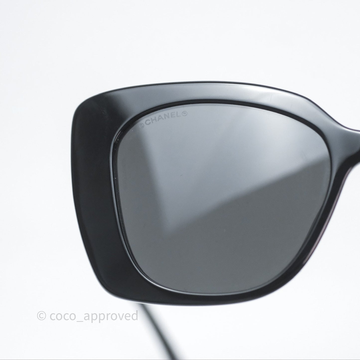 Chanel Acetate Strass Square Polarized Sunglasses Black/ White