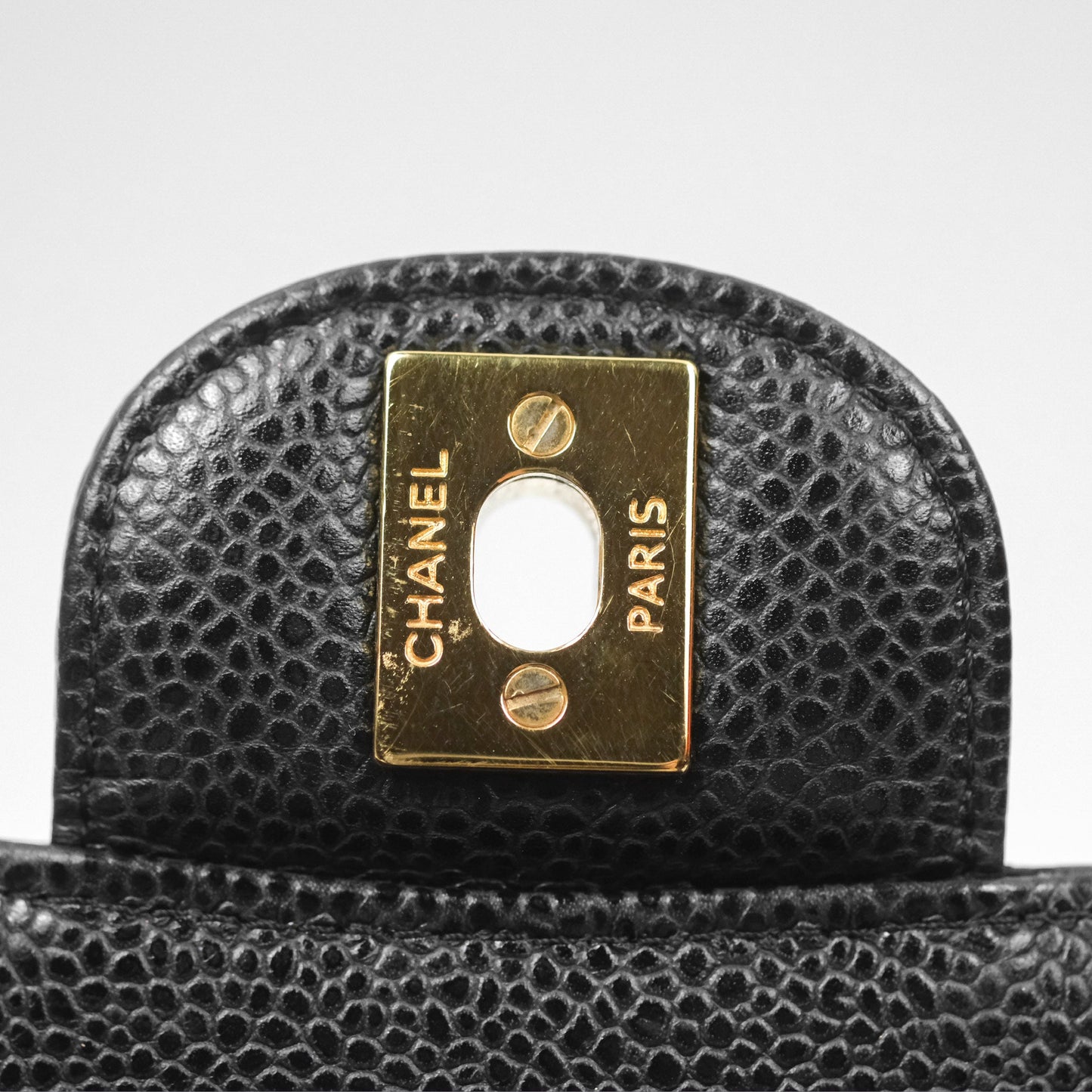 Chanel Classic M/L Medium Flap Quilted Black Caviar Gold Hardware