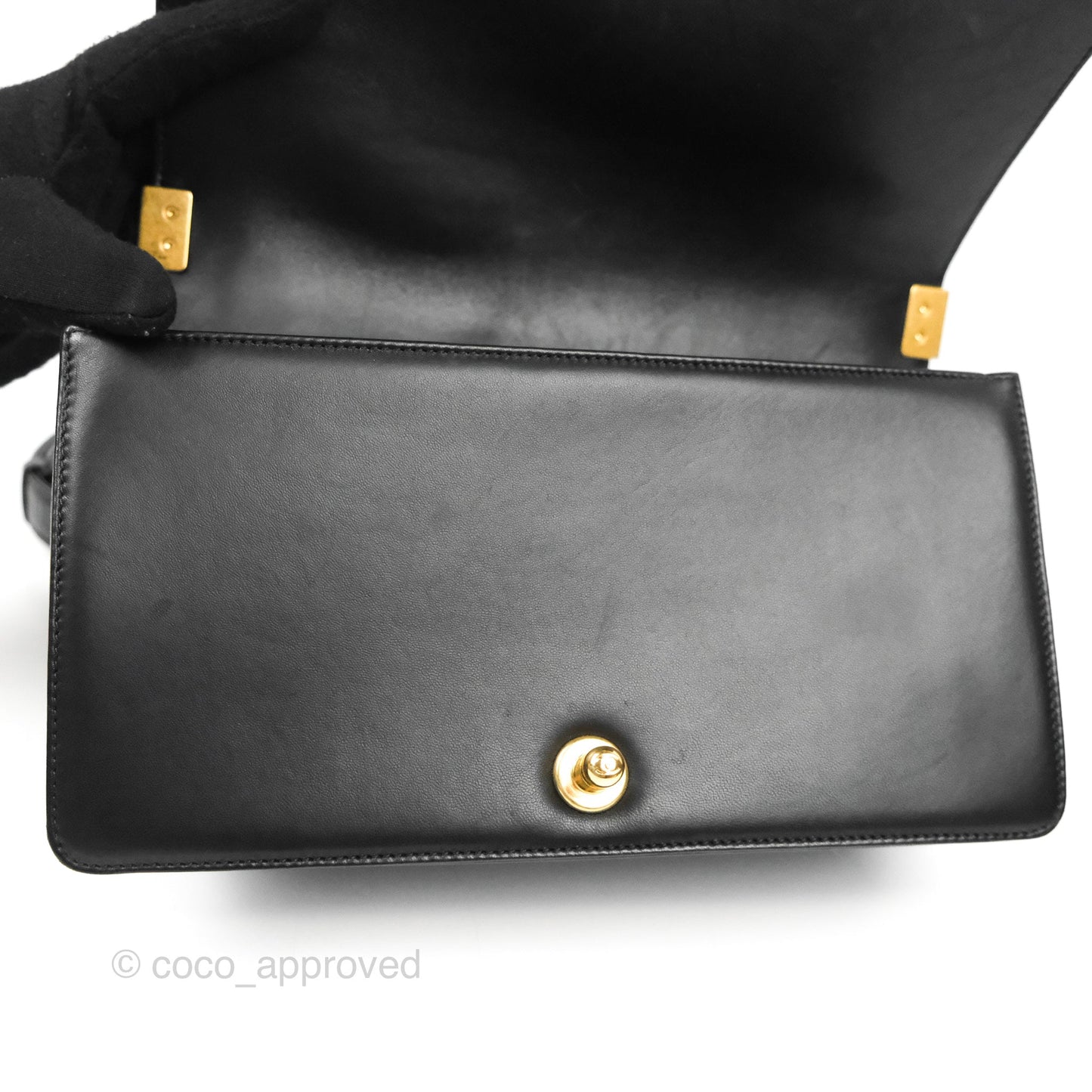Chanel Quilted Medium Boy Black Lambskin Aged Gold Hardware