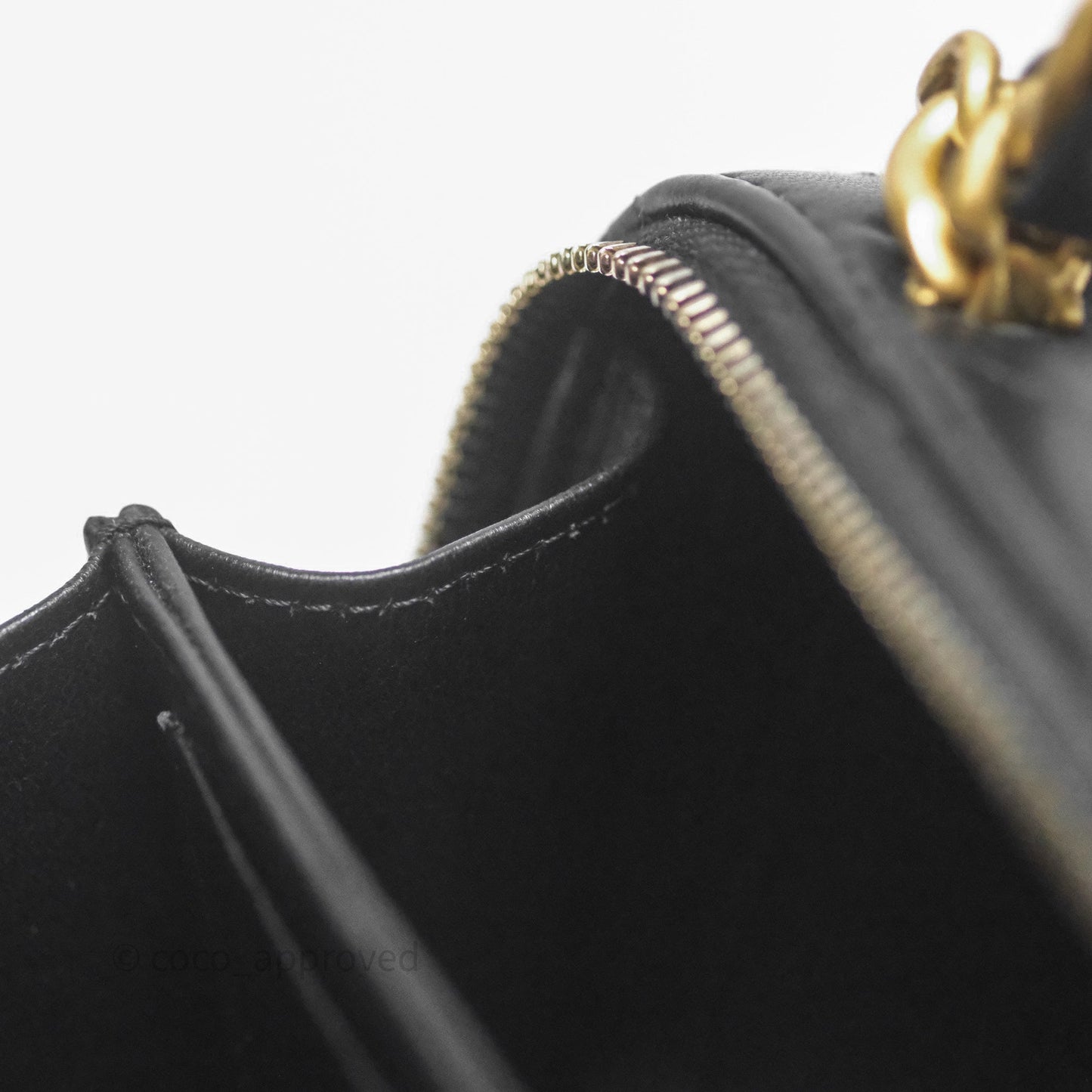 Chanel Top Handle Vanity Case Black Lambskin Aged Gold Hardware 22A