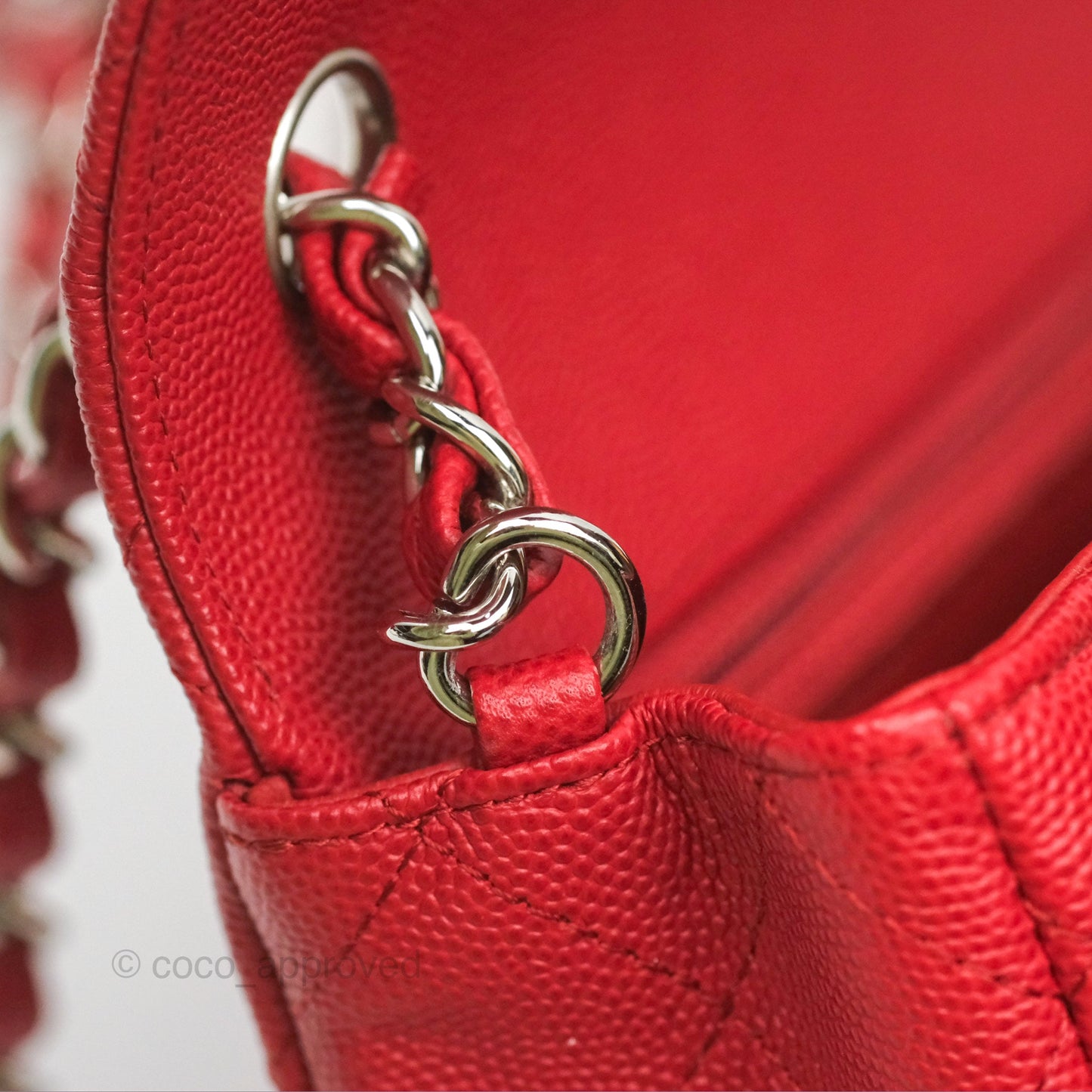 Chanel Quilted Mini Rectangular Red Caviar Silver Hardware