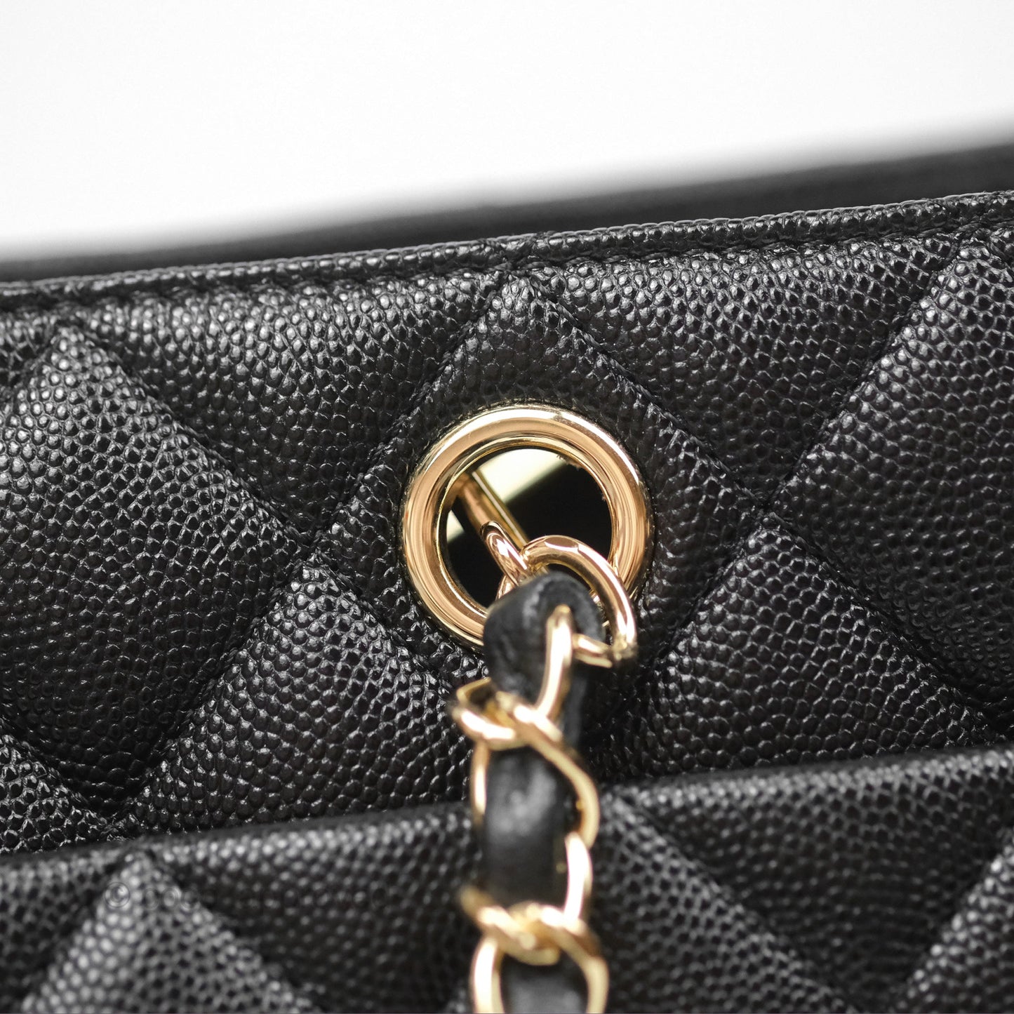 Chanel Large Shopping Tote Quilted Black Caviar Gold Hardware