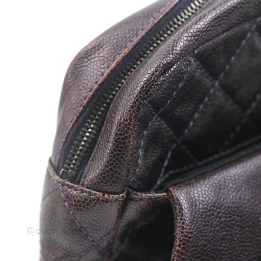 Chanel Jumbo Easy Flap Bag Caviar Dark Purple Ruthenium Hardware
