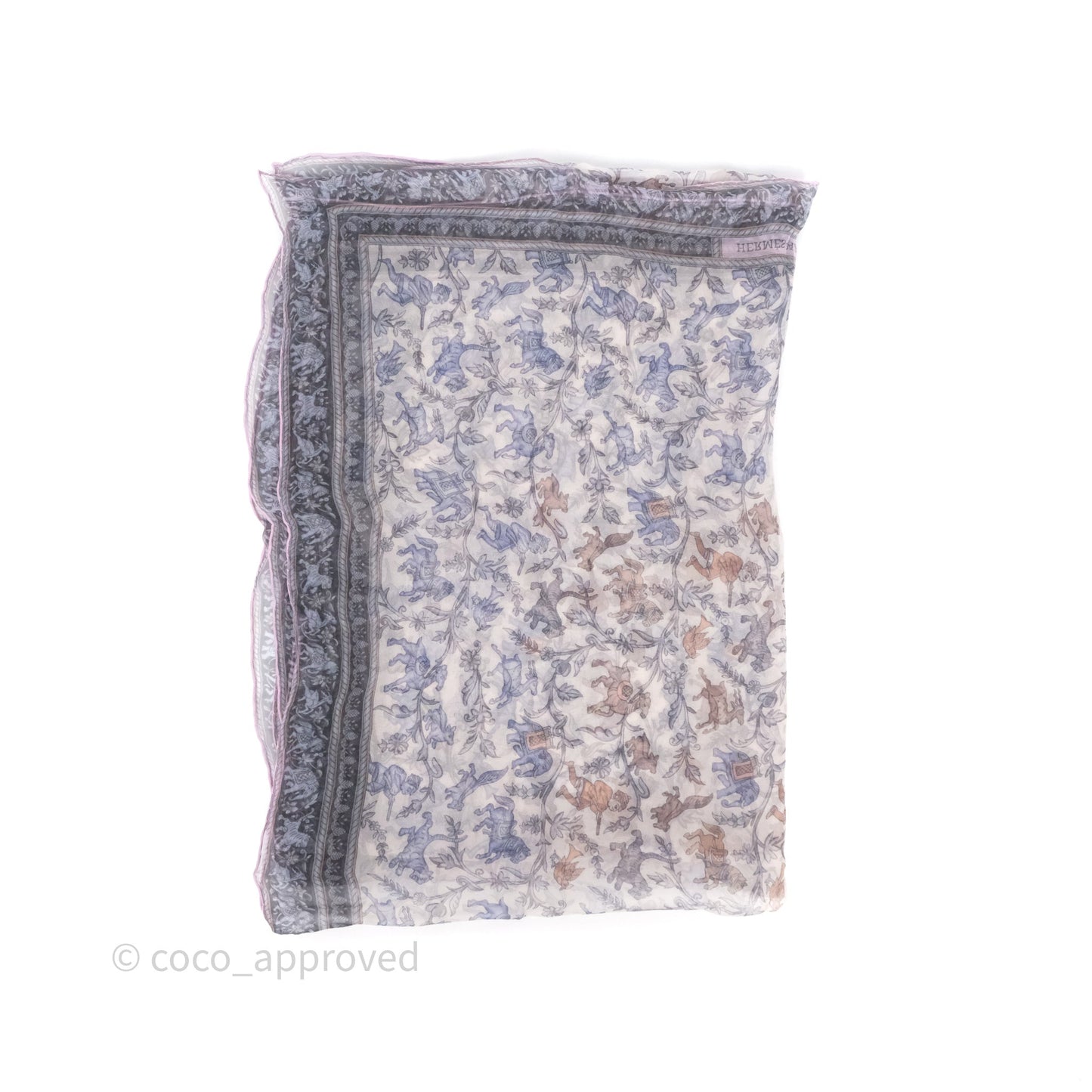 Hermès Grey/ Purple Silk Scarf