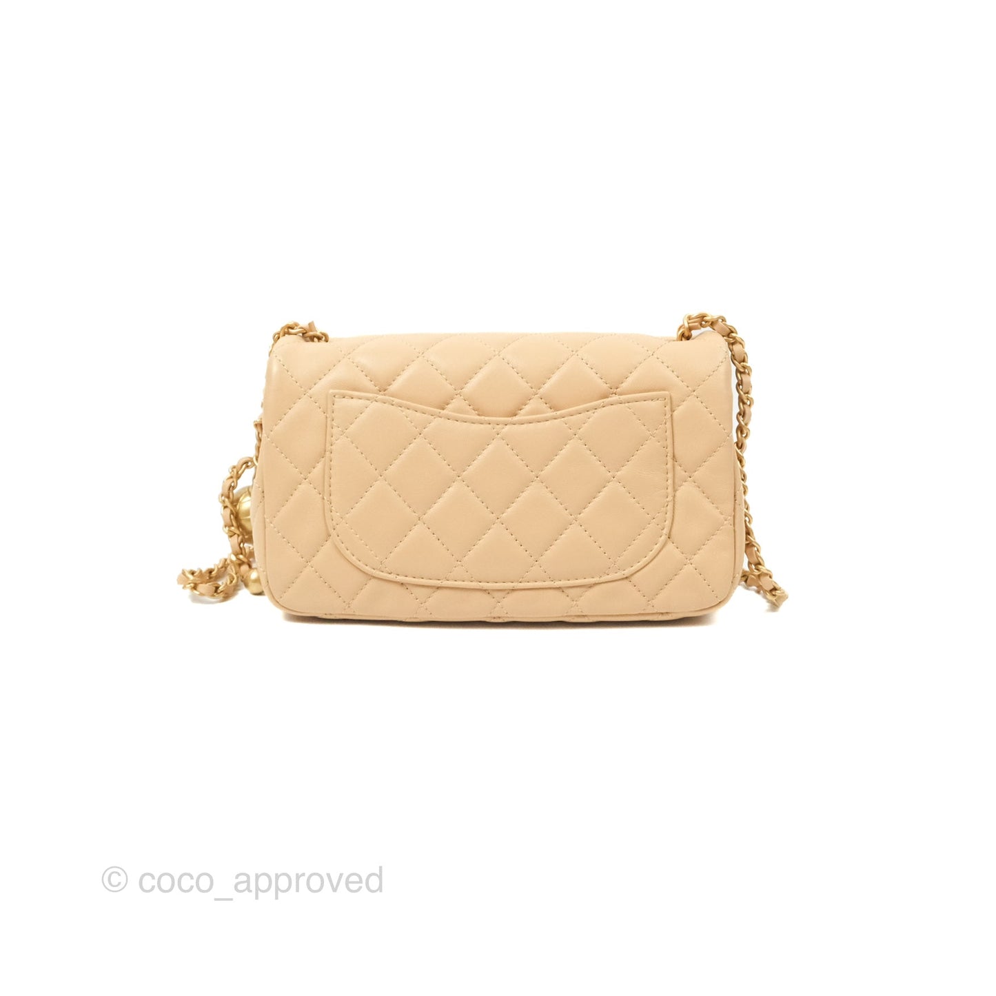 Chanel Mini Rectangular Pearl Crush Beige Lambskin Aged Gold Hardware