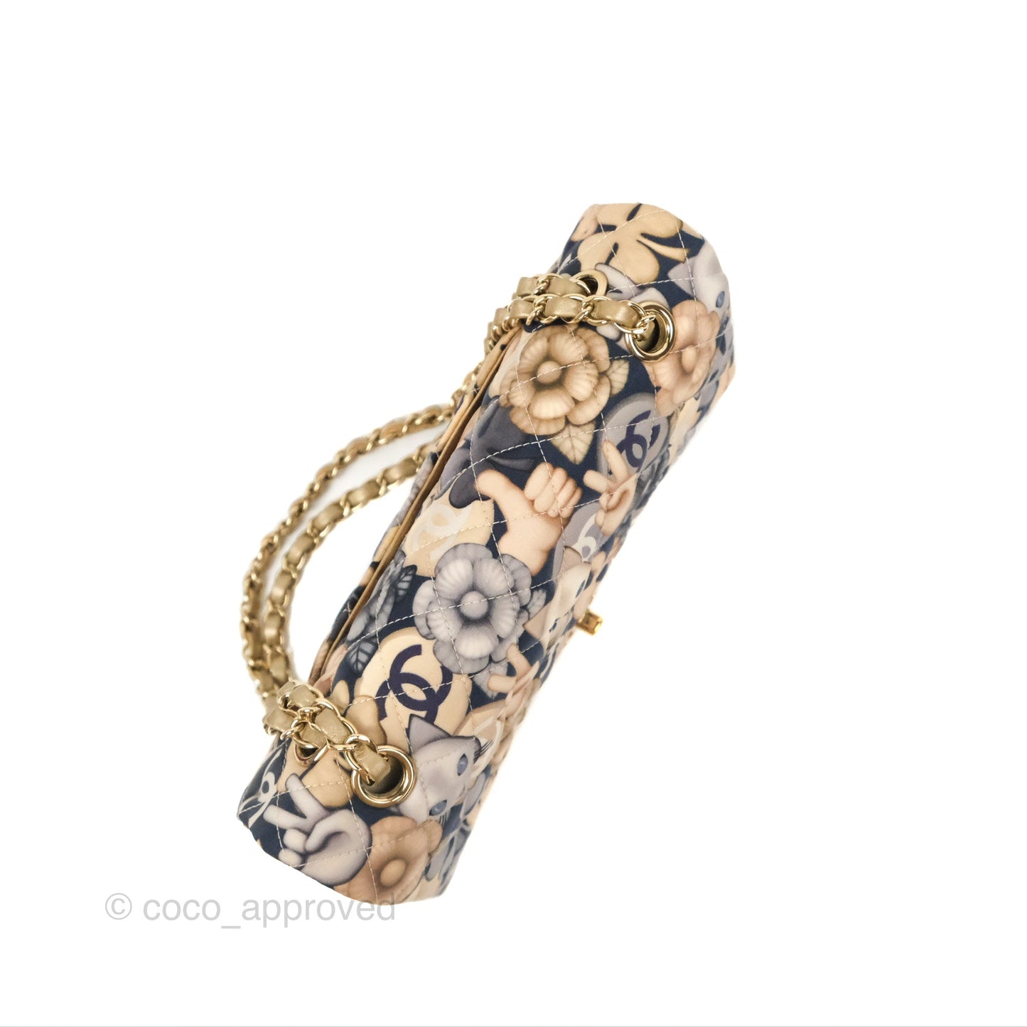 Chanel Cat Emoticon Medium Classic Double Flap Bag Metallic Gold Lambskin Gold Hardware