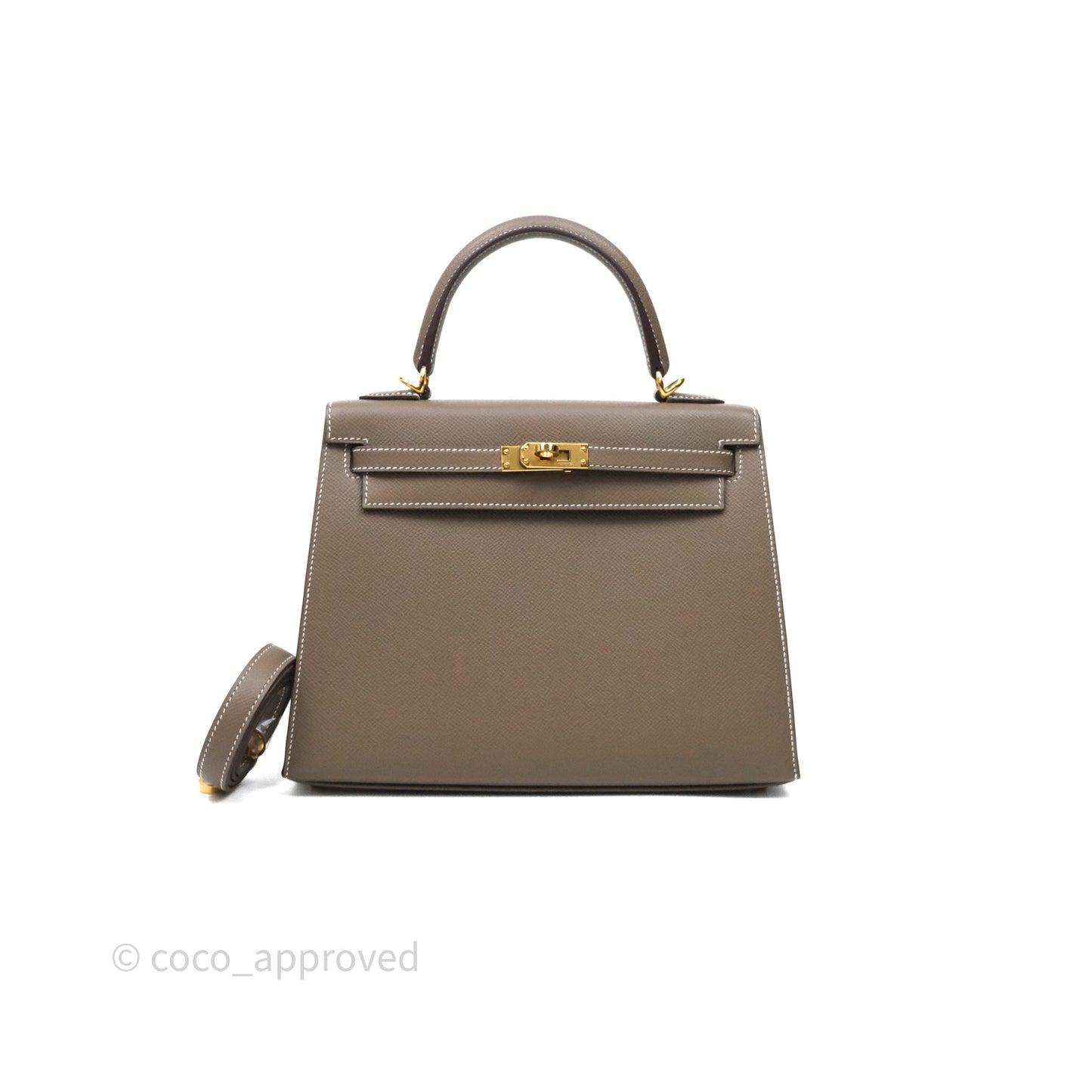 Hermes Kelly 25 Etoupe 18 Epsom Gold Hardware