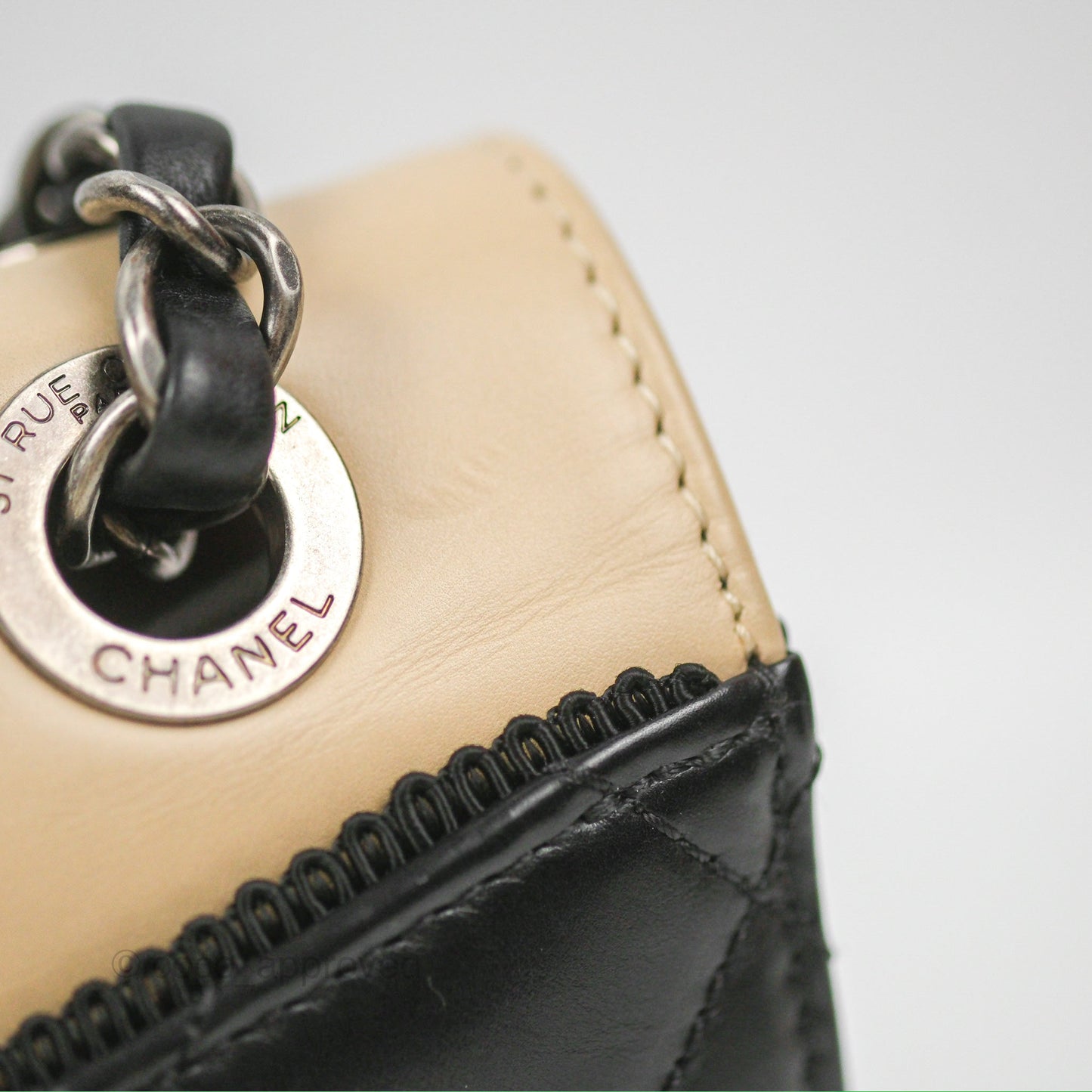 Chanel Quilted Ballerine Flap Light Beige Black Calfskin Ruthenium Hardware