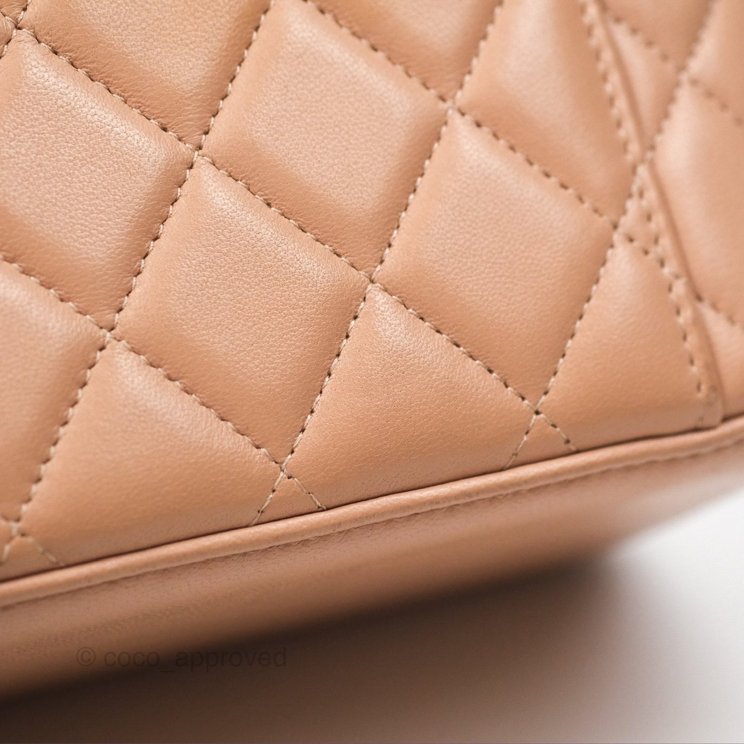Chanel Vanity Rectangular Top Handle Beige Lambskin Aged Gold Hardware