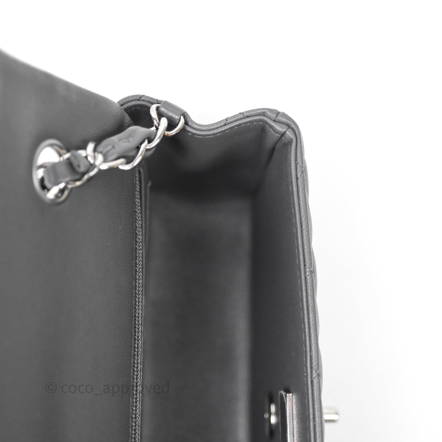 Chanel Quilted Mini Rectangular Dark Grey Lambskin Silver Hardware