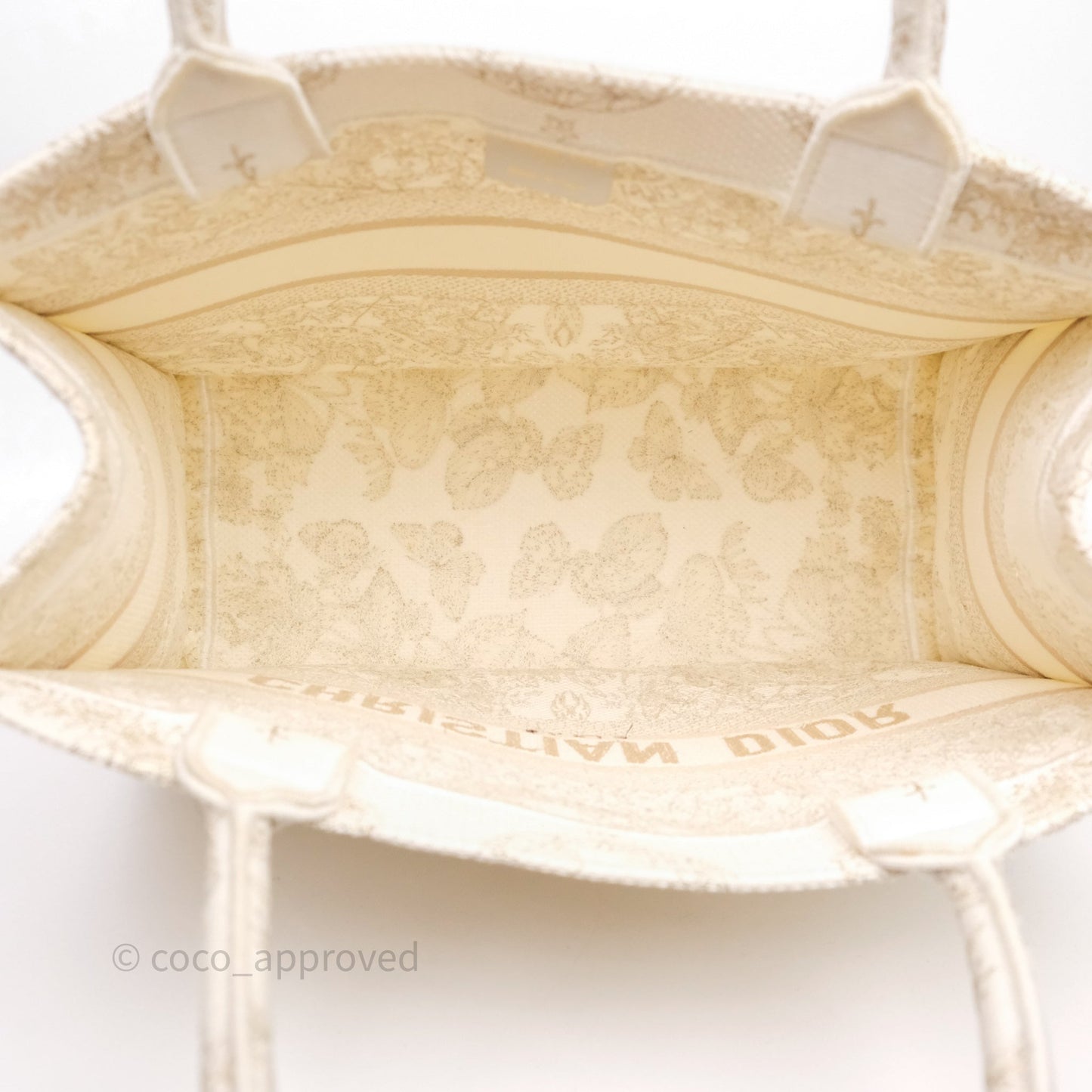 Christian Dior Medium Book Tote Latte Embroidery With Gold-Tone Metallic