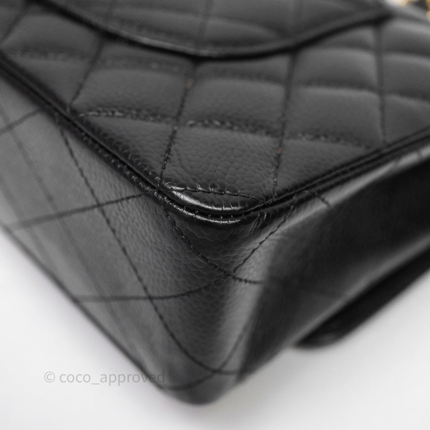 Chanel Quilted Classic M/L Medium Flap Black Caviar Gold Hardware