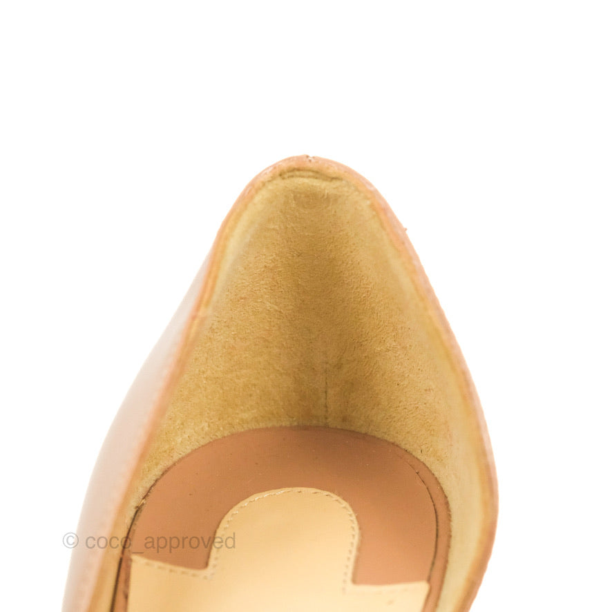 Christian Louboutin Iriza Patent Leather Pumps 100 Nude Pink Heels Size 35