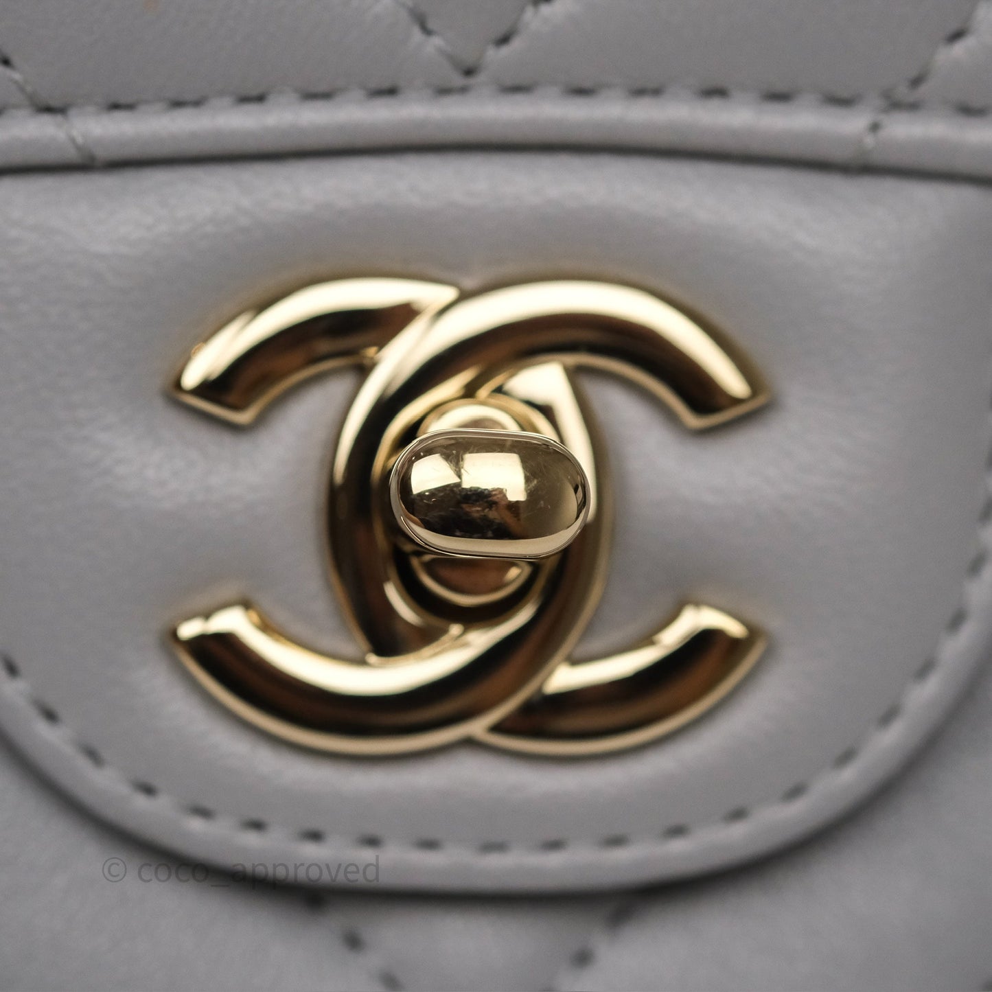 Chanel Mini Square Flap Chevron Grey Lambskin Gold Hardware