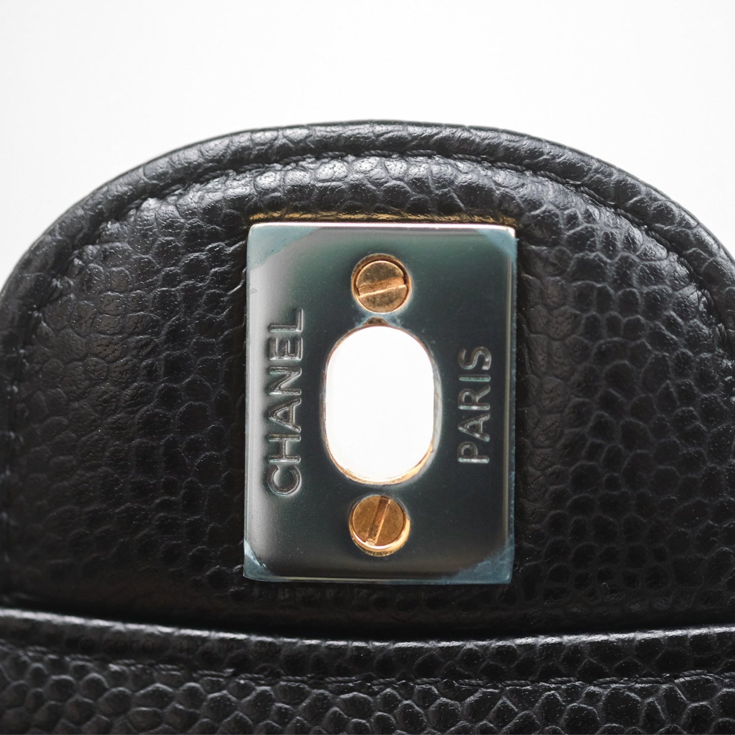 Chanel Classic M/L Medium Flap Quilted Black Caviar Gold Hardware