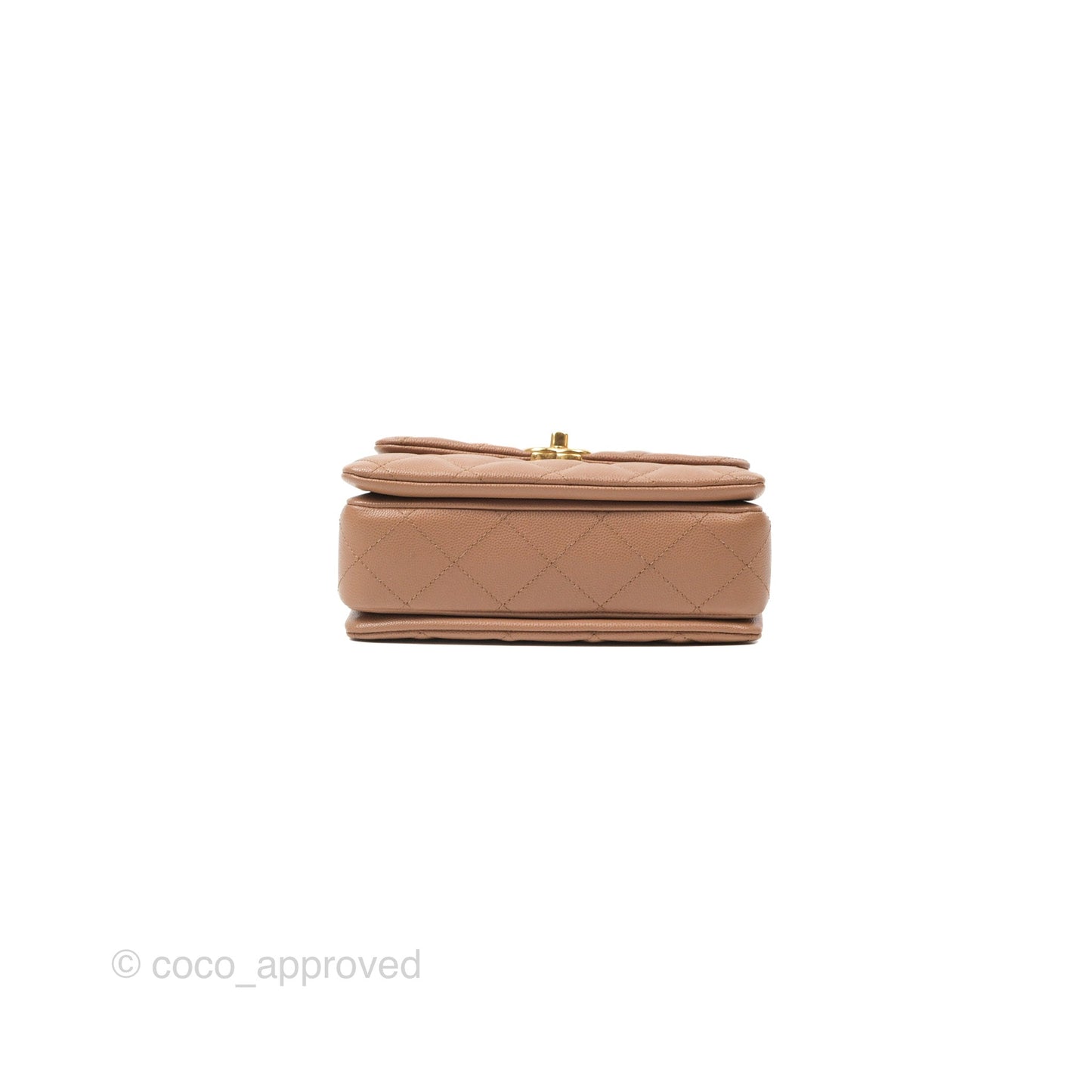 Chanel Coco First CC Chain Flap Bag Dark Beige Caviar Aged Gold Hardware
