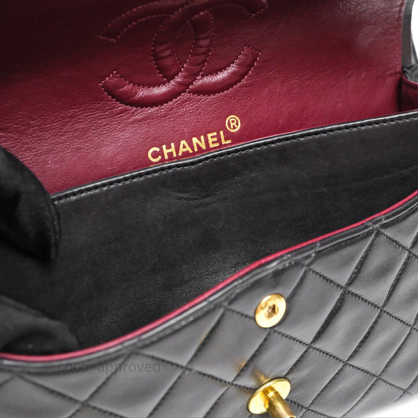 Chanel Vintage Lambskin Small Double Flap Bag Black Gold Hardware