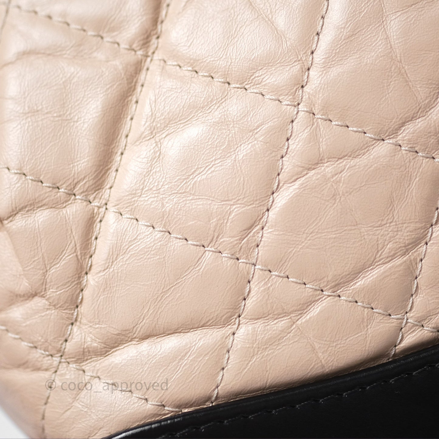 Chanel Small Gabrielle Backpack Beige Black Aged Calfskin