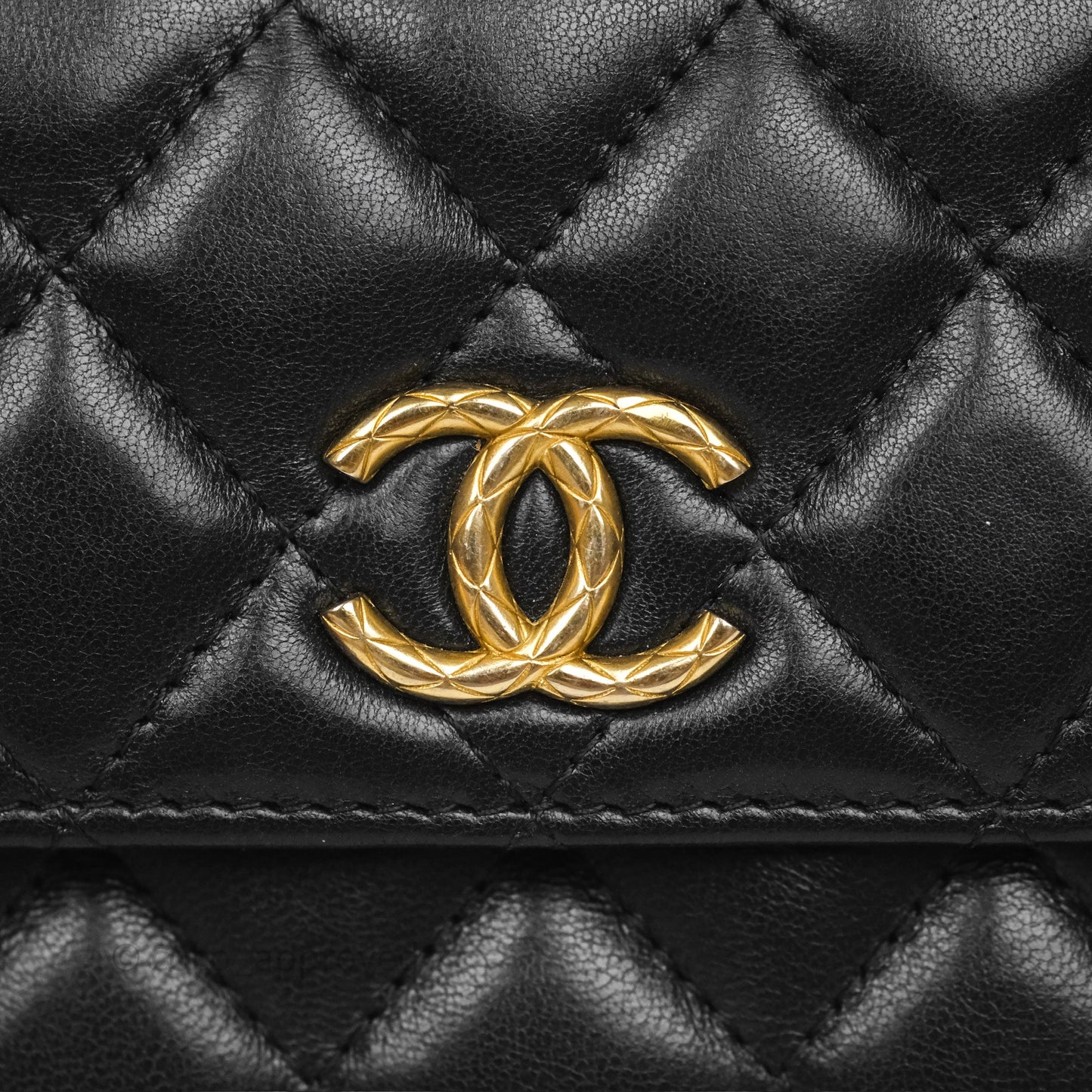 Chanel All Slide Adjustable Chain Phone Holder WOC Black Lambskin