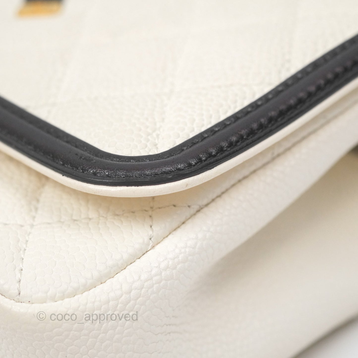 Chanel Small CC Filigree Flap Quilted Ivory Caviar