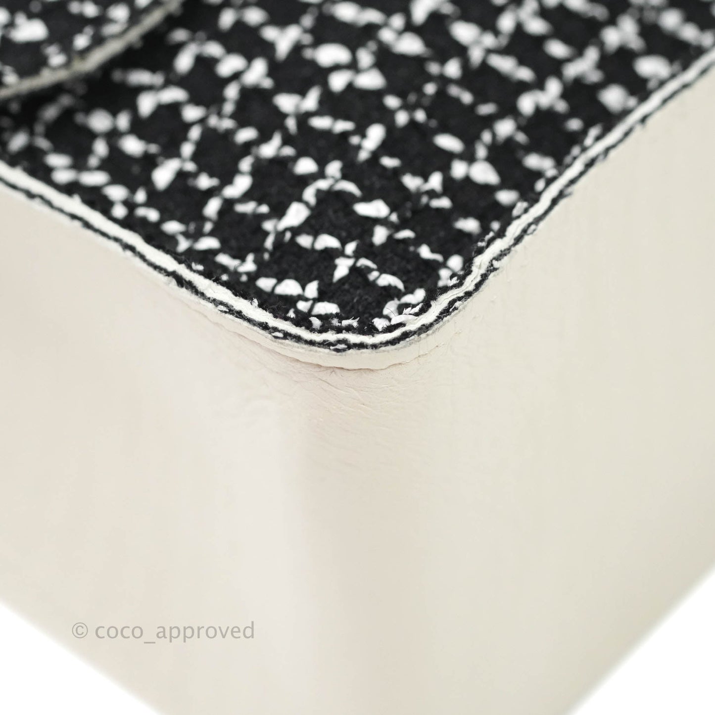 Chanel Classic Single Flap Bag Black/White Tweed Silver Hardware