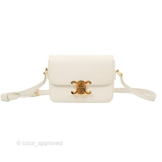 Celine Teen Triomphe Bag Shiny Calfskin White