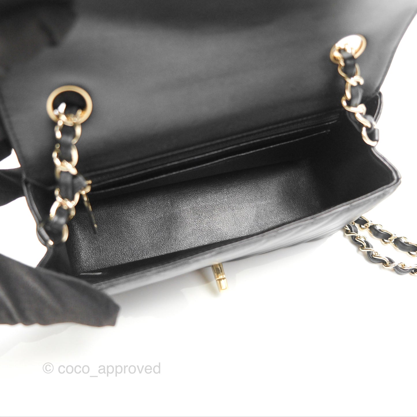 Chanel Chevron Mini Rectangular Flap Black Lambskin Gold Hardware
