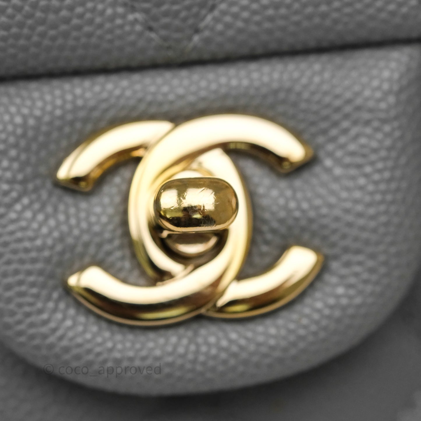 Chanel Small Classic Flap Quilted Grey Caviar Gold Hardware