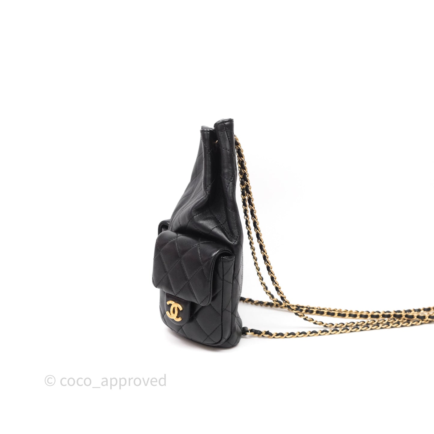 Chanel Double Pocket Black Lambskin Gold Hardware 25C