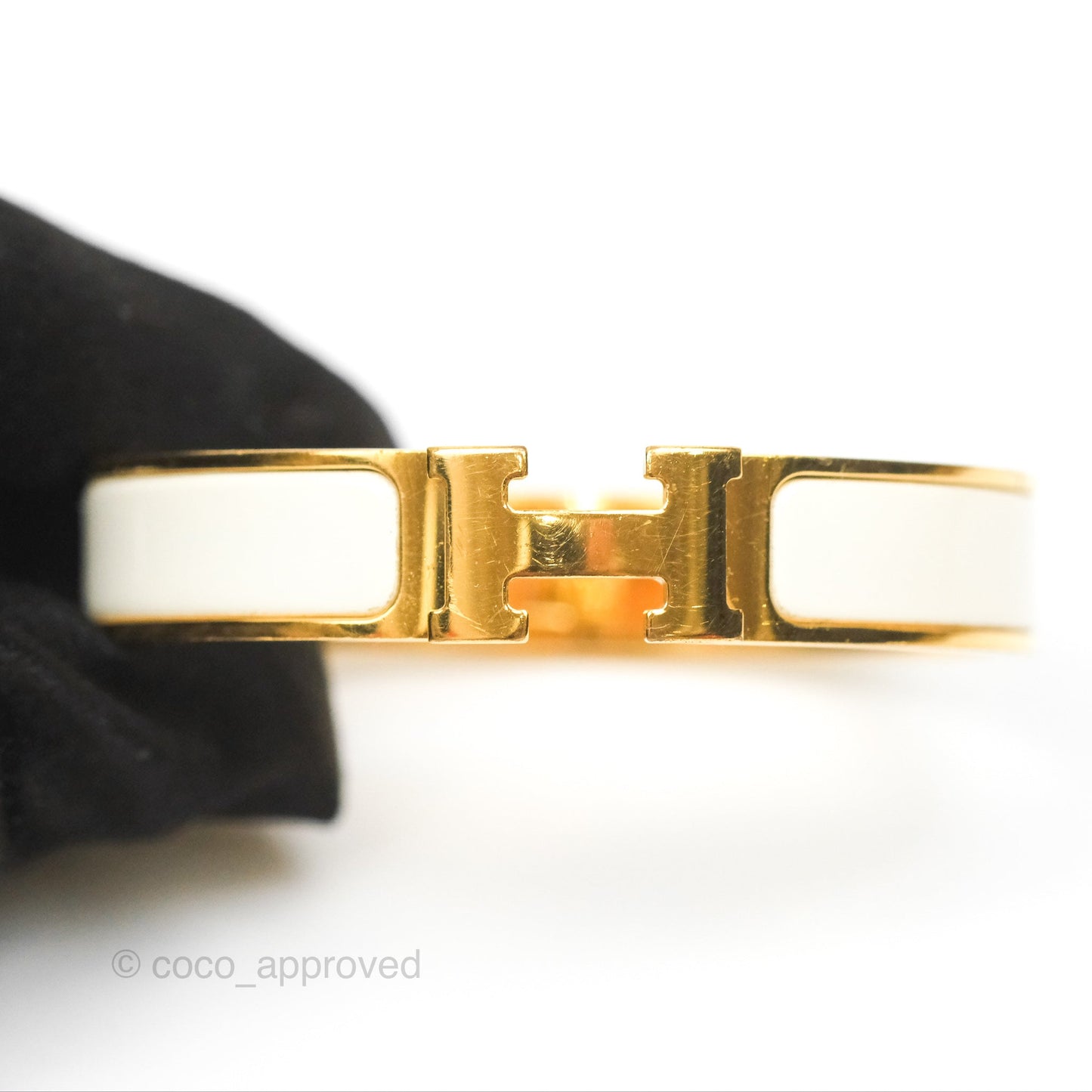 Hermès Clic H Bracelet White Gold Hardware PM
