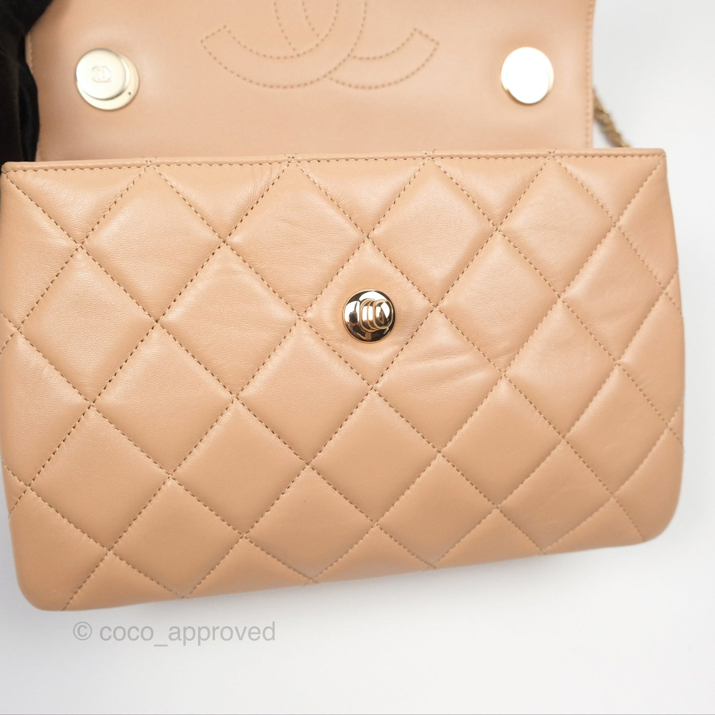 Chanel Trendy CC Small Beige Lambskin Gold Hardware 22S