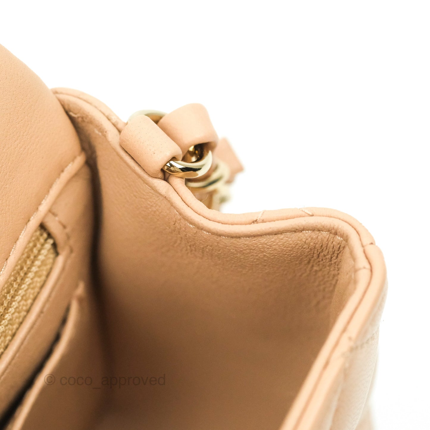 Chanel Quilted Mini Rectangular Flap Beige Lambskin Gold Hardware