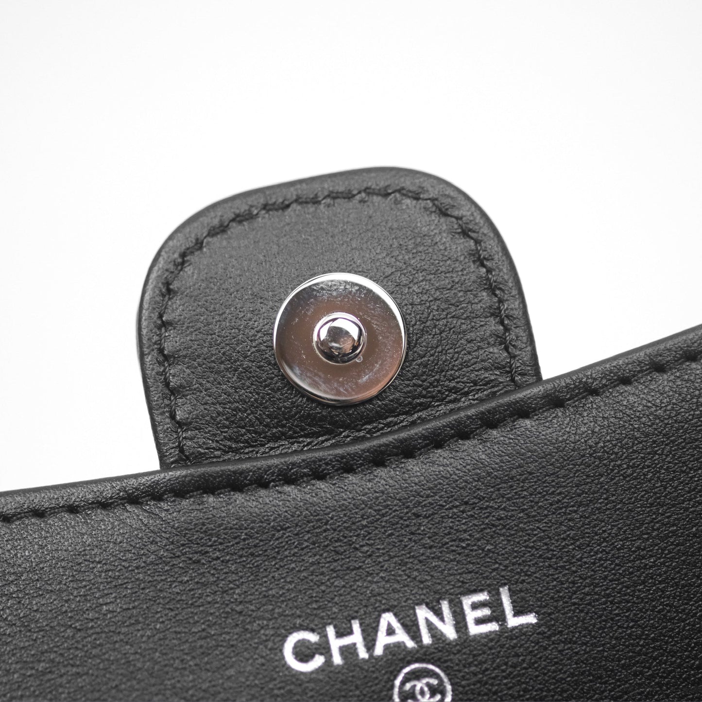 Chanel Mini Card Holder Chain Belt Bag Chevron Black Calfskin Silver Hardware