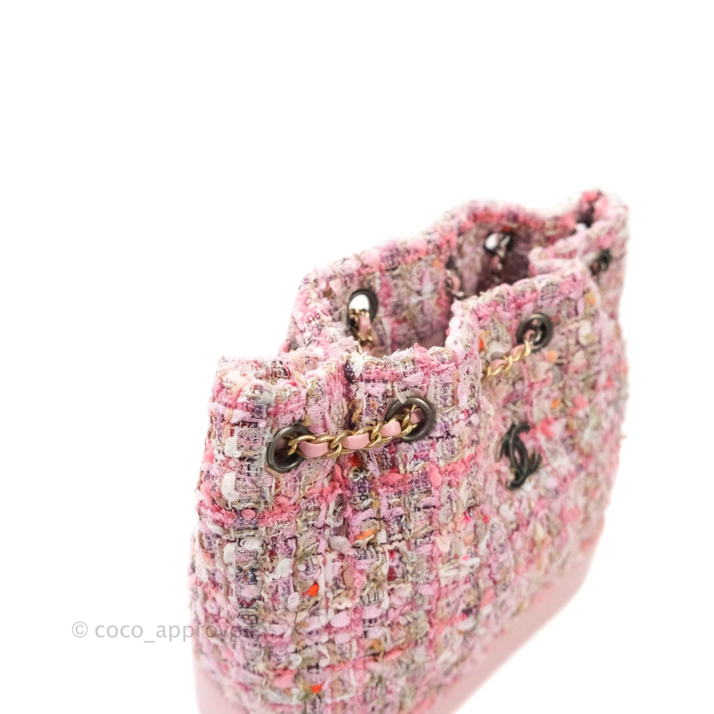 Chanel Gabrielle Small Backpack Pink Tweed Aged Calfskin