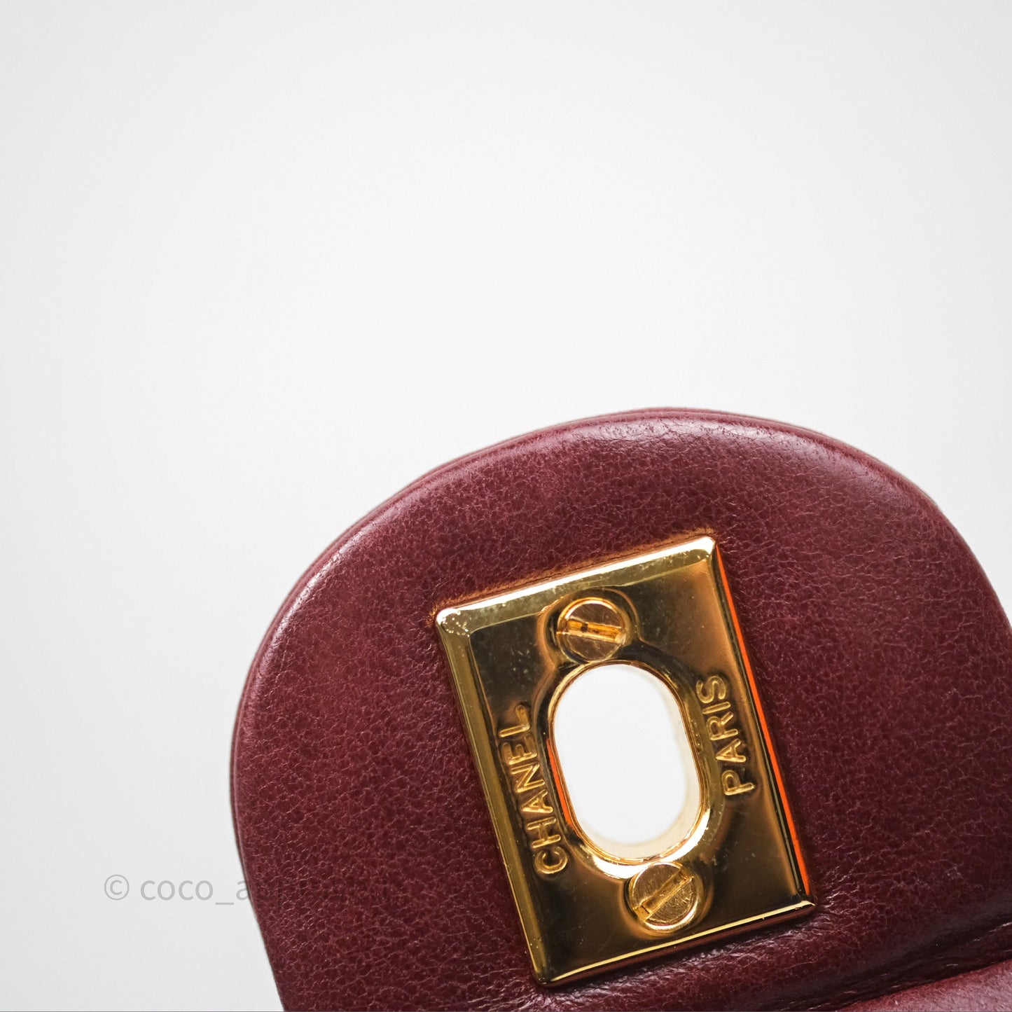 Chanel Vintage Mini Square Burgundy Lambskin 24K Gold Hardware