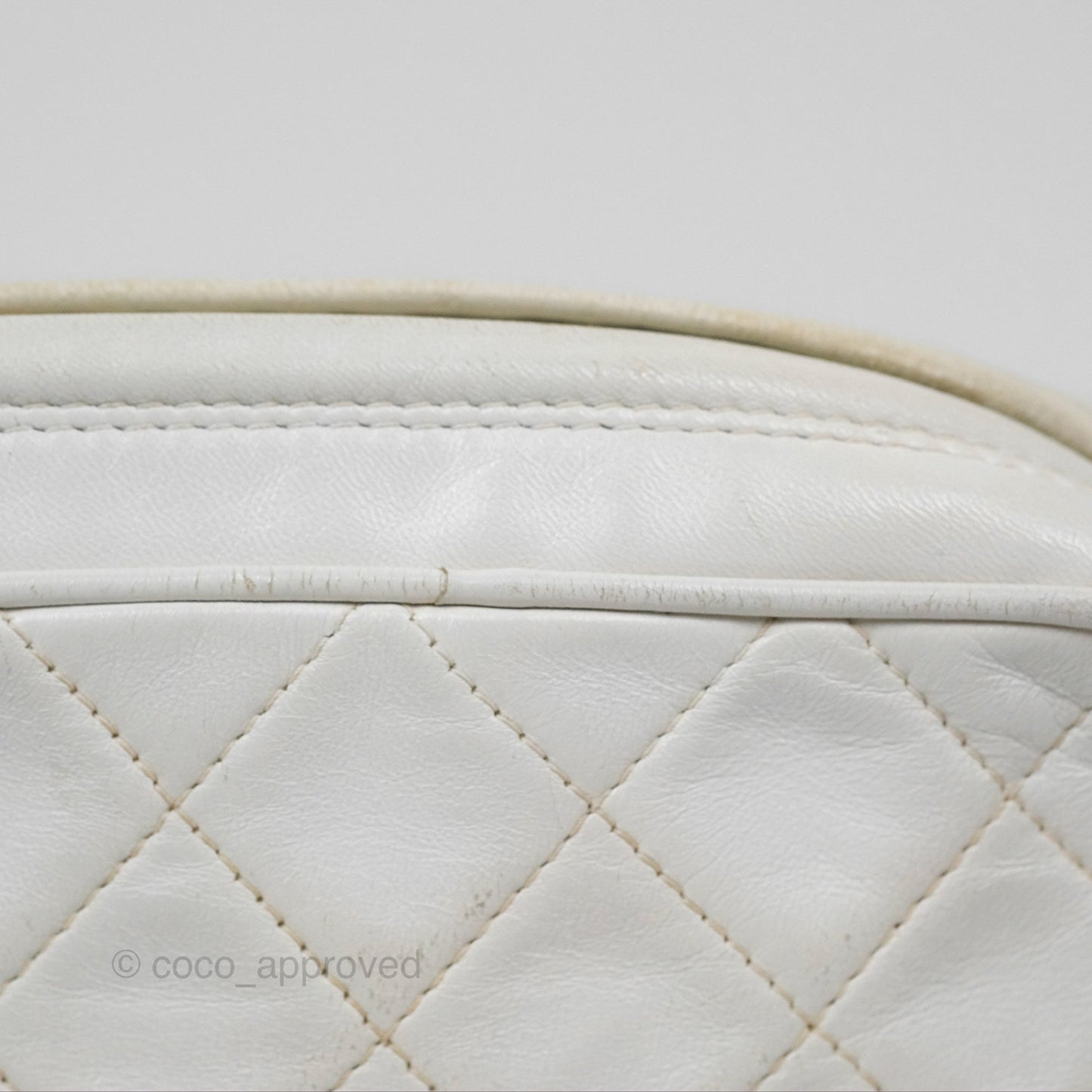Chanel Vintage Small Camera Bag White Lambskin Gold Hardware