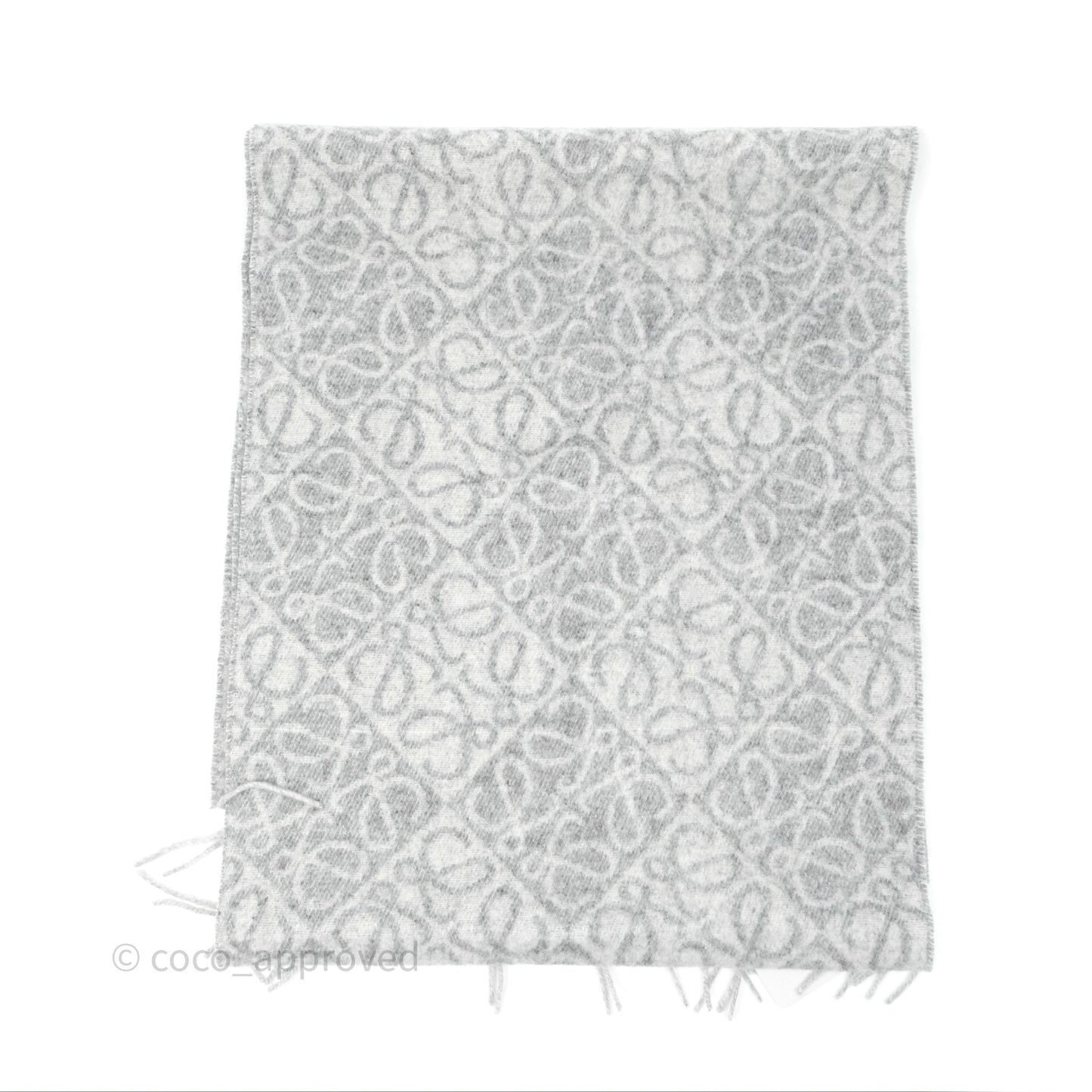 Loewe Anagram Wool Cashmere Scarf Light Grey