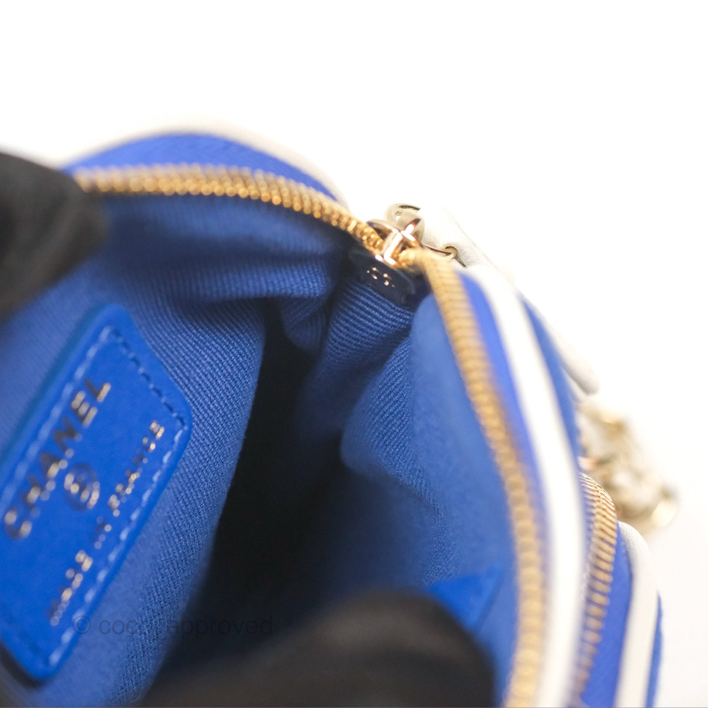 Chanel Mini Tennis Racket Clutch with Chain Blue White Cotton 23C