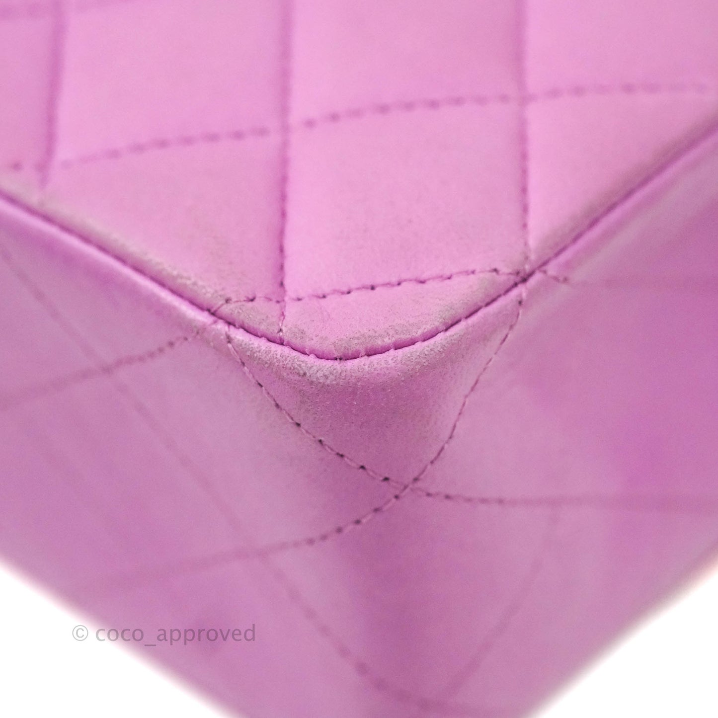 Chanel Classic M/L Medium Double Flap Purple Lambskin Silver Hardware